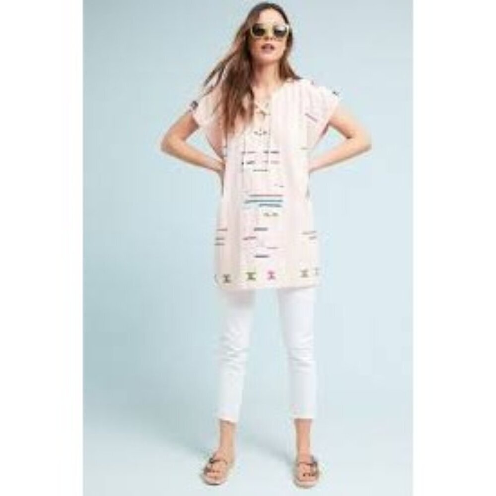Anthropologie Valiante Anthropologie Women Size 0 Tijuana Panay Embroidered Caft - Picture 1 of 9